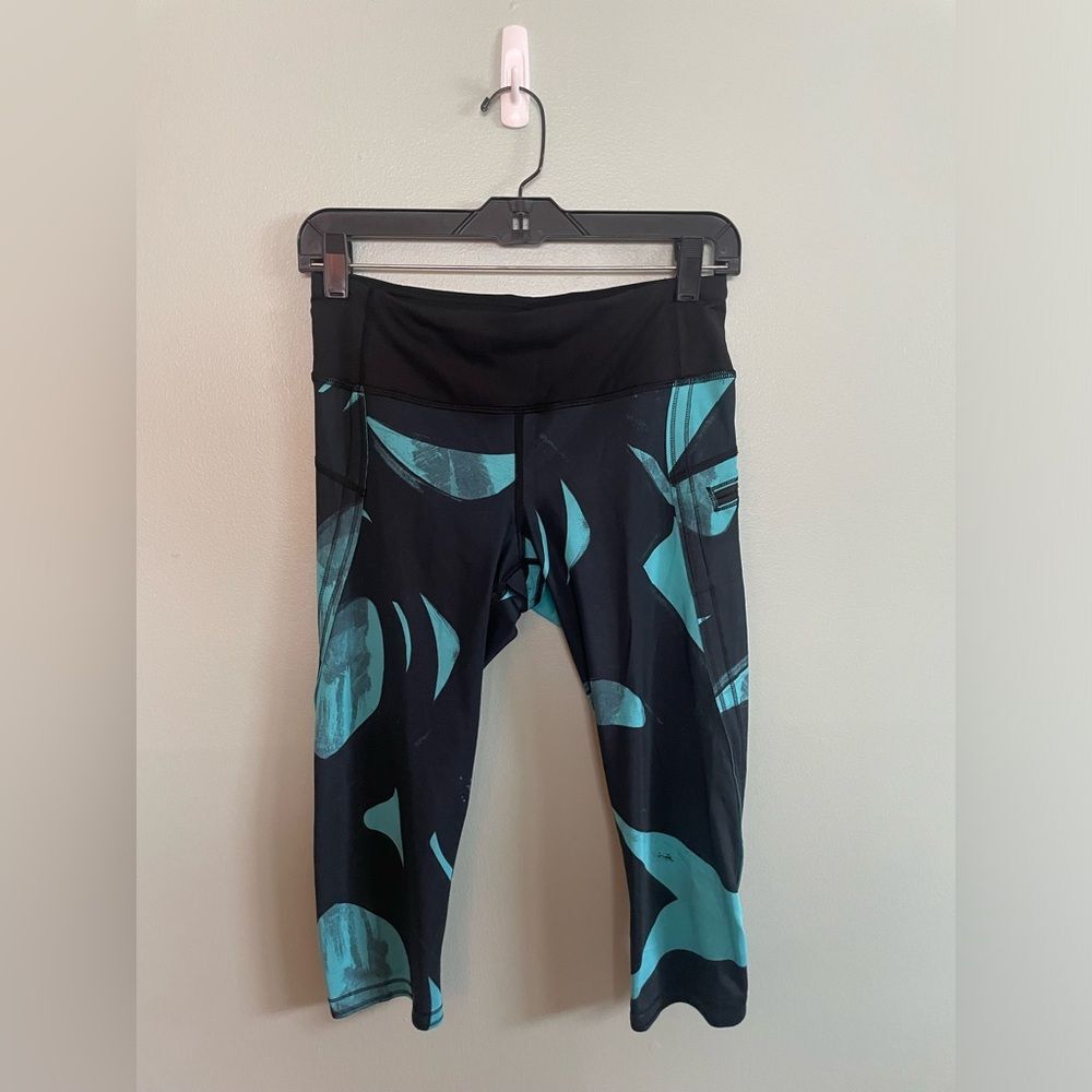 Lululemon Run Top Speed Crop Yoga Athletic Leggings Peacock Blue Luxtreme SZ 6